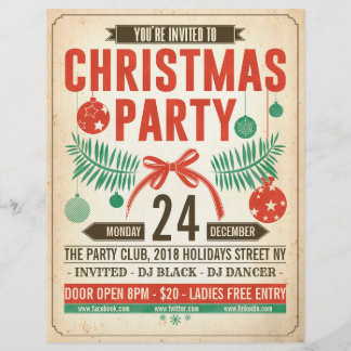 Christmas Retro Party Flyer Custom Letterhead