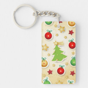 Christmas retro pattern, keychain