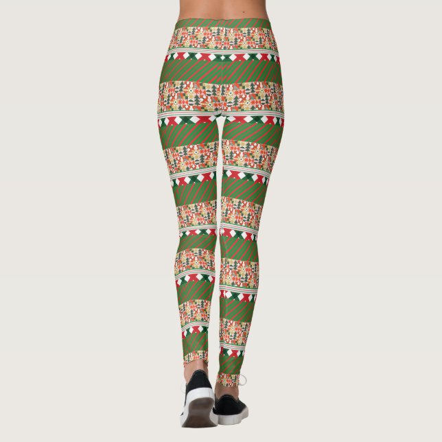 Christmas Retro Pattern Leggings (Back)