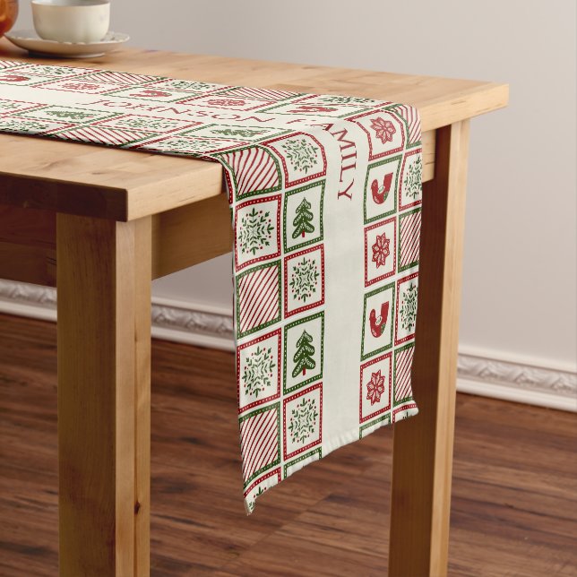 Christmas Retro Pattern Medium Table Runner (In Situ)