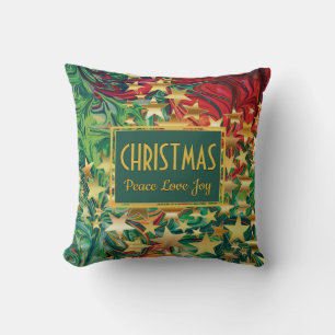 CHRISTMAS Retro Peace Love Joy Holiday Cushion