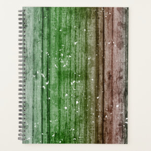 Christmas Retro Red Green Rustic Wood Texture Planner