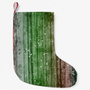 Christmas Retro Red Green Rustic Wood Texture Small Christmas Stocking