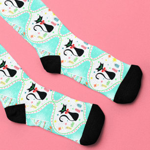 Christmas Retro Siamese Cat   Socks