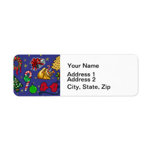 Christmas Retro Vintage Colorful Holiday Art Return Address Label