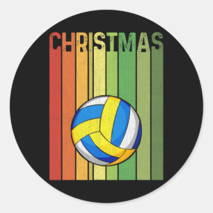 Christmas Retro Volleyball Player Cute Group Match Classic Round Sticker