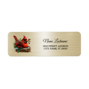 Christmas Return Address Cardinal Red Birds Label