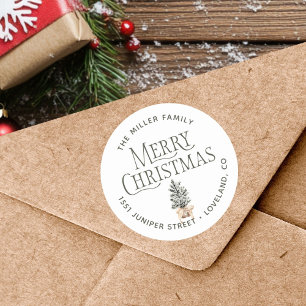Christmas Return Address Classic Round Sticker