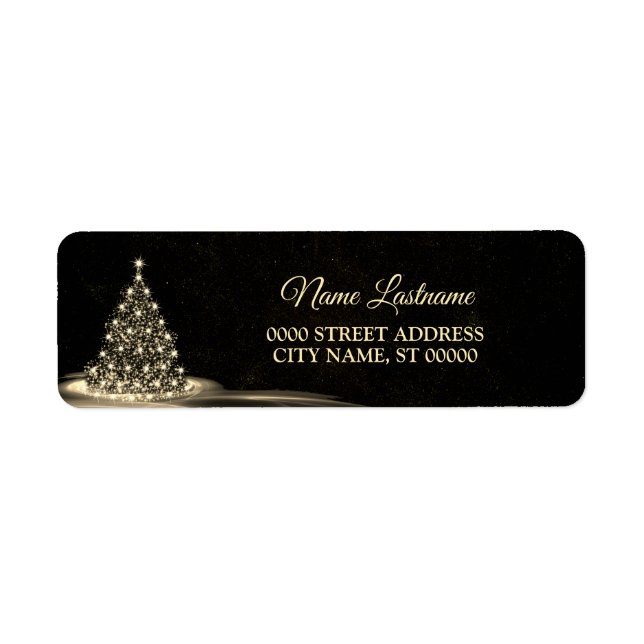 Christmas Return Address Golden Shiny Winter Black Label (Front)