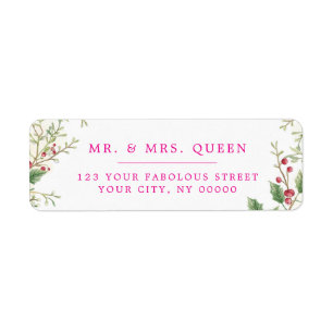 Christmas Return Address holly berries Label