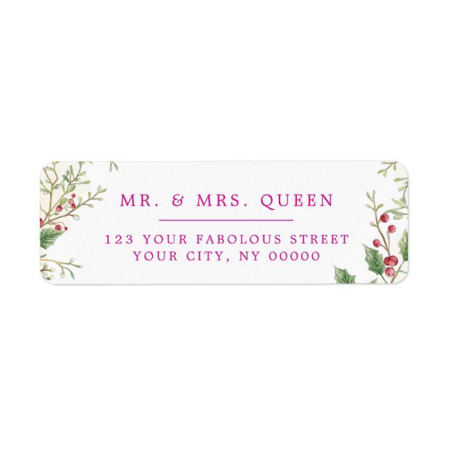 Christmas Return Address holly berries Label (Front)