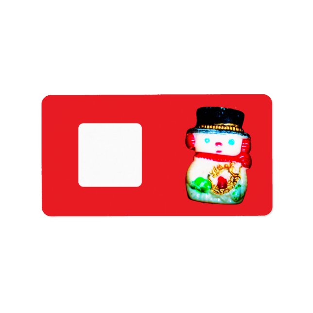 Christmas Return Address Label snowman design (Front)