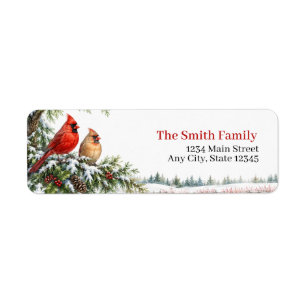 Christmas Return Address Labels Cardinal Winter