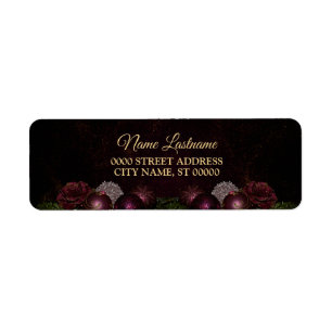 Christmas Return Address Pink Ornament Green Black Label