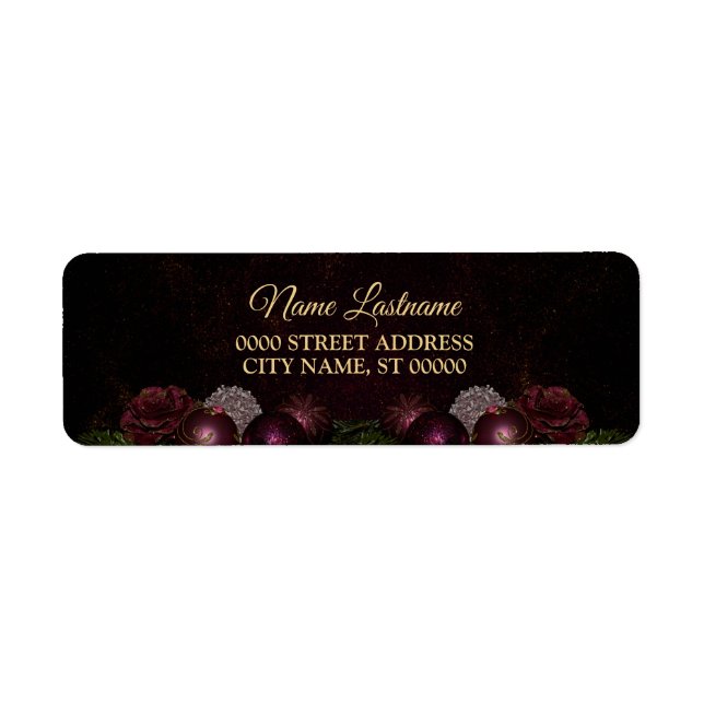 Christmas Return Address Pink Ornament Green Black Label (Front)
