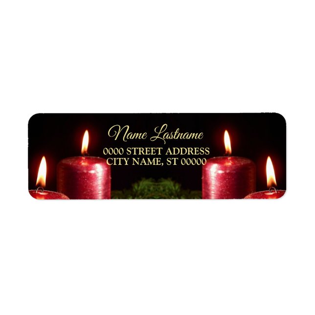 Christmas Return Address Red Candle Winter Holiday Label (Front)