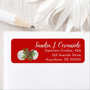 Christmas Return Address Red Sand Dollars Label