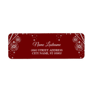 Christmas Return Address Red White Stars Elegant Label
