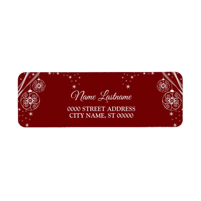Christmas Return Address Red White Stars Elegant Label (Front)