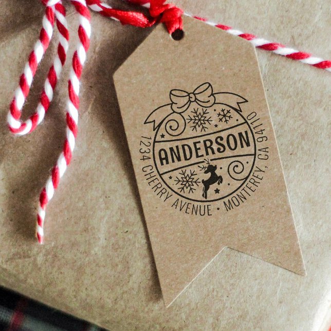 Christmas Return Address Reindeer Snowflake Rubber Stamp (Creator Uploaded)