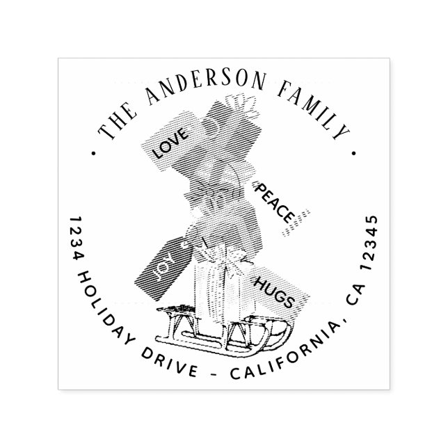 Christmas Return Address Self Inking Rubber Stamp (Design)