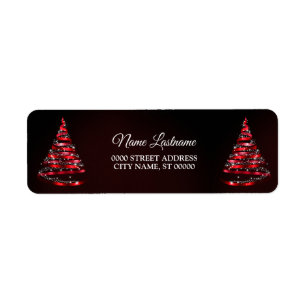 Christmas Return Address Shiny Red Ribbon Tree Return Address Label