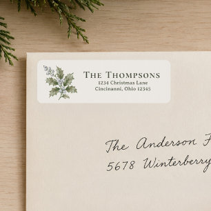 Christmas Return Address Winter Greenery Label
