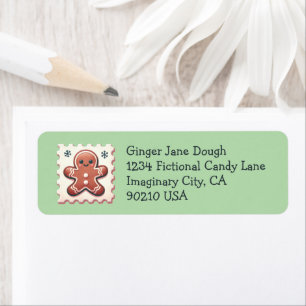Christmas Return Label with Cute Gingerbread Stamp Return Address Label