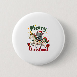 Christmas Rhino Merry Christmas Unicorn Rhino T-Sh 6 Cm Round Badge