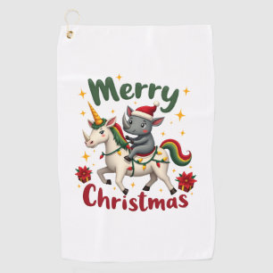 Christmas Rhino Merry Christmas Unicorn Rhino T-Sh Golf Towel