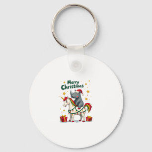 Christmas Rhino Merry Christmas Unicorn Rhino T-Sh Key Ring