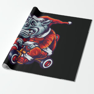 Christmas Rhino Santa Wearing Hat Merry Xmas Wrapping Paper