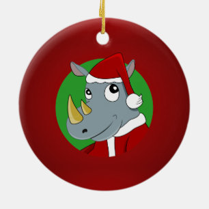 Christmas rhinoceros cartoon ceramic ornament