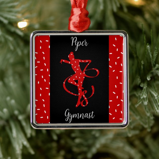 Christmas Rhythmic Gymnastics Red Candy Sprinkle Metal Ornament (Tree)