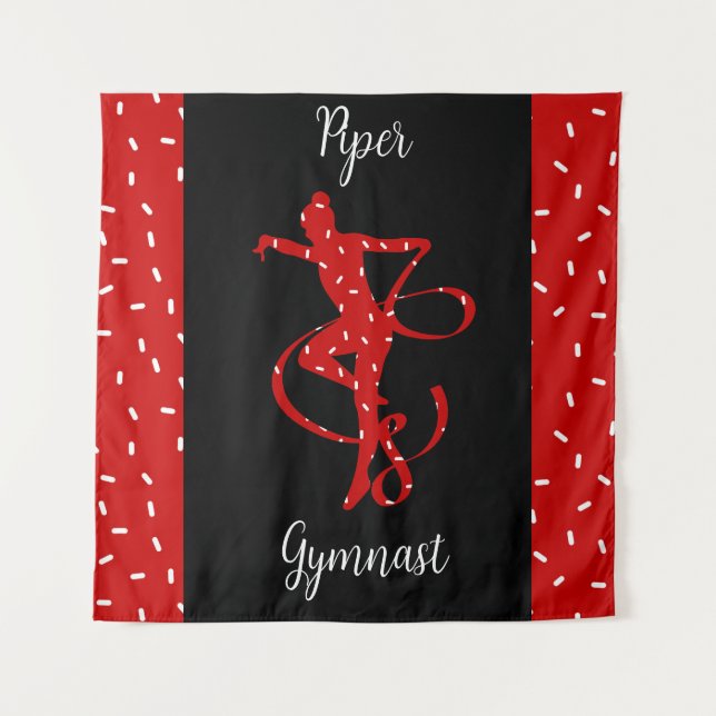 Christmas Rhythmic Gymnastics Red Candy Sprinkle Tapestry (Front)