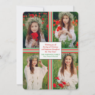 Christmas Ribbon 4 Photo Holiday Card