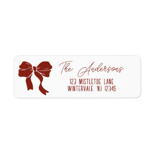 Christmas Ribbon Bow Custom Return Address Label