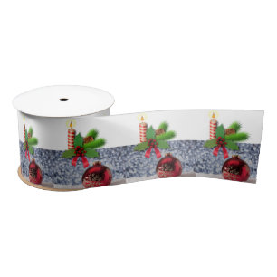 Christmas Ribbon, Christmas Candle Satin Ribbon