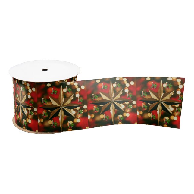 Christmas Ribbon, Christmas Candle Satin Ribbon (Spool)