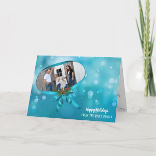 Christmas ribbon frame with bow card