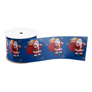 Christmas Ribbon, Merry Christmas Santa Satin Ribbon