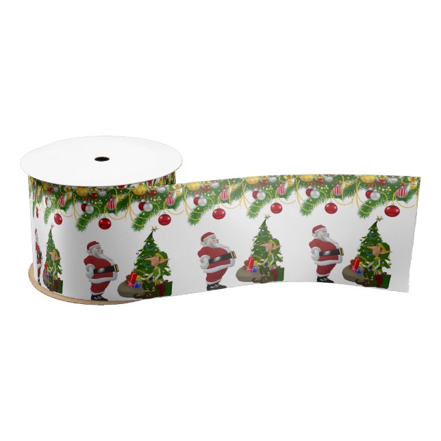 Christmas Ribbon, Santa Satin Ribbon (Spool)