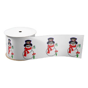 Christmas Ribbon, Snowman Satin Ribbon