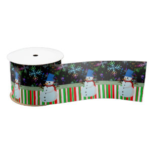 Christmas Ribbon, Snowman Satin Ribbon