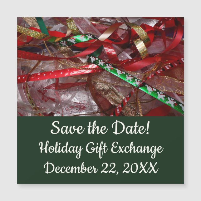 Christmas Ribbons Red Green and Gold Holiday (Front)