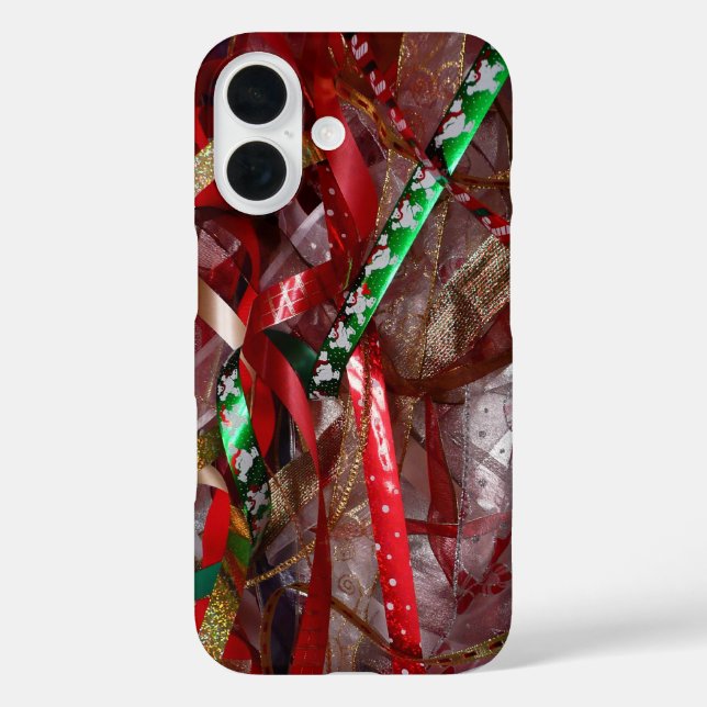Christmas Ribbons Red Green and Gold Holiday Case-Mate iPhone Case (Back)