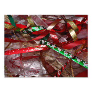 Christmas Ribbons Red Green and Gold Holiday Photo Print
