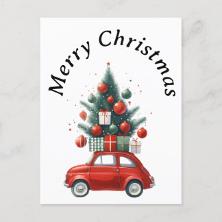 Christmas ride with presents holiday postcard