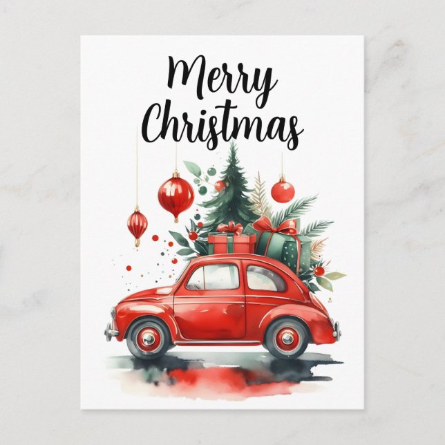 Christmas ride with presents holiday postcard (Front)