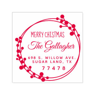 Christmas ring Merry Christmas Return Address Self-inking Stamp
